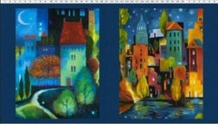 23″ X 44″ Panel Illustrations Landscapes City Dreams Cotton Fabric D375.49
