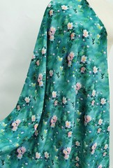 Soft Viscose Fabric 55” Wide By Yard Green Painting Dress Material Rayon Cotton