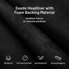 Suede Auto Headliner Fabric 98″ L × 60″ W with Foam Backing – Tube Packaging …