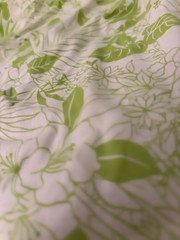 Green White Floral Linen Cotton Fabric Botanical Medium Weight 56″ Wide By Yard