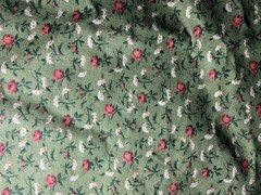 Vintage 1950s 60s cotton green floral design 1yd+