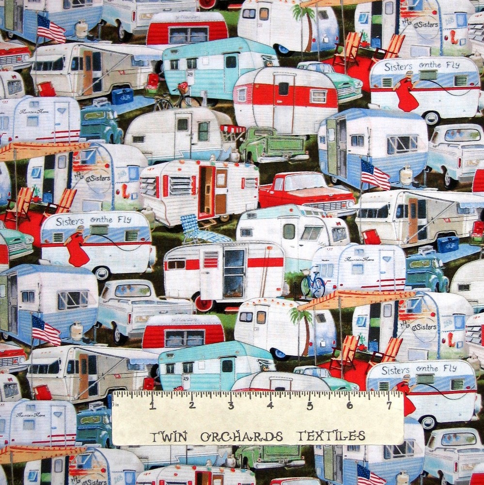Camper Fabric – Vintage Trailers RV Packed – Elizabeth’s Studio YARD
