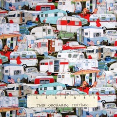 Camper Fabric – Vintage Trailers RV Packed – Elizabeth’s Studio YARD