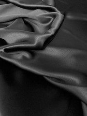SPECIAL PRICE Coal Black Silk Charmeuse | Remnant 69″ (1.9 yards) / 55″ Wide