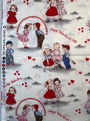 Fabric – Vintage Retro Children Valentines Day David Textiles 36″ L x 44″ W