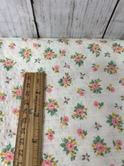 Fabric Seersucker Floral Pink Cotton Blend 1 Yards 44″ Wide Washed Vintage
