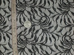 Sheer Black stretch lace fabric 2 way floral sold By The Yard continuous