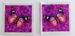 Cotton Multicolor Butterfly Moth on Purple – 2 pieces Picture 4 1/4″ x 4 1/4″