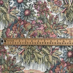 Vtg Green Pink Multi Color Flower Print Tapestry Upholstery Fabric 54” X 56”