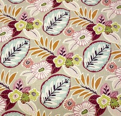 RICHLOOM TRACEY FLORA BLUE LARGE FLORAL LEAF LINEN MULTIUSE FABRIC BY YARD 54″W