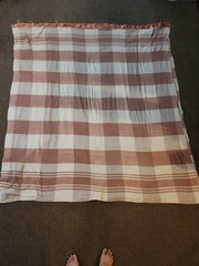 Vintage Wool Cutter Blanket Fabric Pink Plaid Check 70×150 Upcycle Crafts Sewing