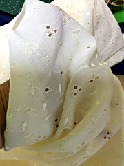 Vintage NEW soft yellow Eyelet Light Cotton Blend Fabric 4 YARDS 42″W