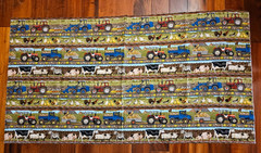 Fabric Farm Stripe Scene Tractors Cows Pigs Sheep 44″ w x 22″ long