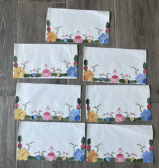 Lot 7 HAND EMBROIDERED APPLIQUÉ Cloth Envelopes Pouch Crafting 5 1/2″ x 10″