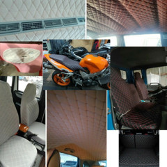 DIY Faux Leather Fabric Diamond Thick Quilted Sponge Back Car Interior Material