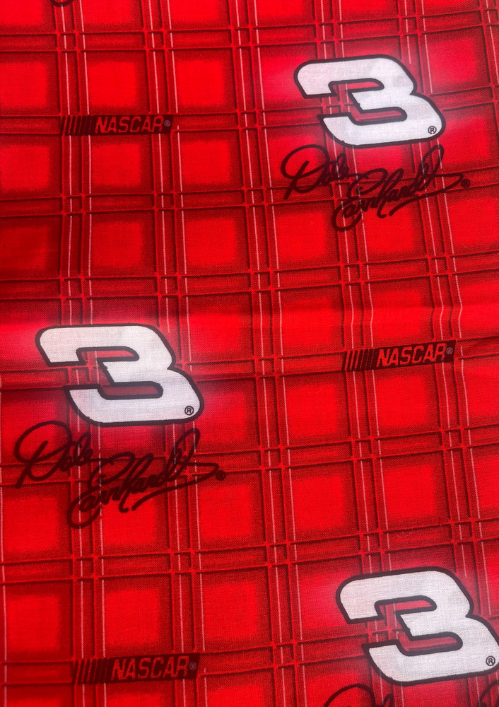 NASCAR Dale Earnhardt #3 Cotton Fabric Red Plaid 44” Wide Sold By Yard