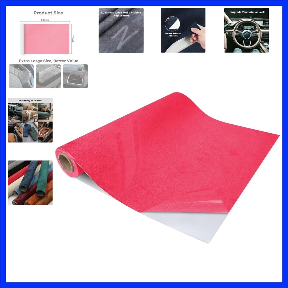 Self-Adhesive Suede Fabric Wrap for Cars, Suede Car Interior Wrap for Dash Do…