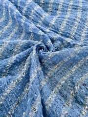 Indigo Blue Textured Sheer Linen Fabric | 3D Cotton | 2 Yards.