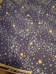 Silver Glitter Stars Blue Cotton Fabric 74×44 #28 Fabric Traditions Discont.