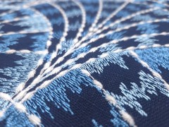 Covington COUGAR CABANA BLUE Indigo Navy Embroidered Art Deco Drapery Uph Fabric