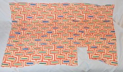 Michael Miller Geometric Maze Fabric Remnant 45″ x 21″ Orange Blue Yellow 1970s