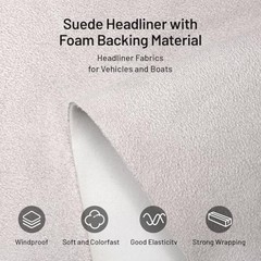 Suede Auto Headliner Fabric 54″ L × 60″ W with Foam Backing – 54″L×60″W Gray