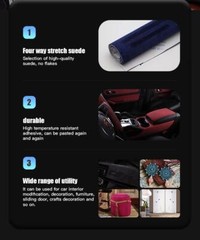 Self Adhesive Faux Suede Fabric Wrap Film Sticker Stretch Diy Car Interior Craft