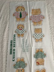 Cut ‘n Sew Holiday Calico Kittens Fabric Panel Uncut Spring Mills Vintage 1980s