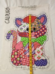 VTG Calico Cat Cut & Sew Pillow Patchwork Kitty Sewing Panel Doll Calpurnia